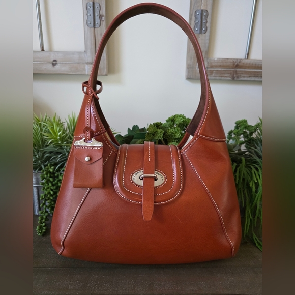 Handbags - Dooney & Bourke Florintine Toscana Front Stitch Hobo In Ginger